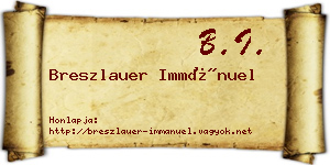 Breszlauer Immánuel névjegykártya